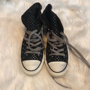 Polka-dot Converse high tops